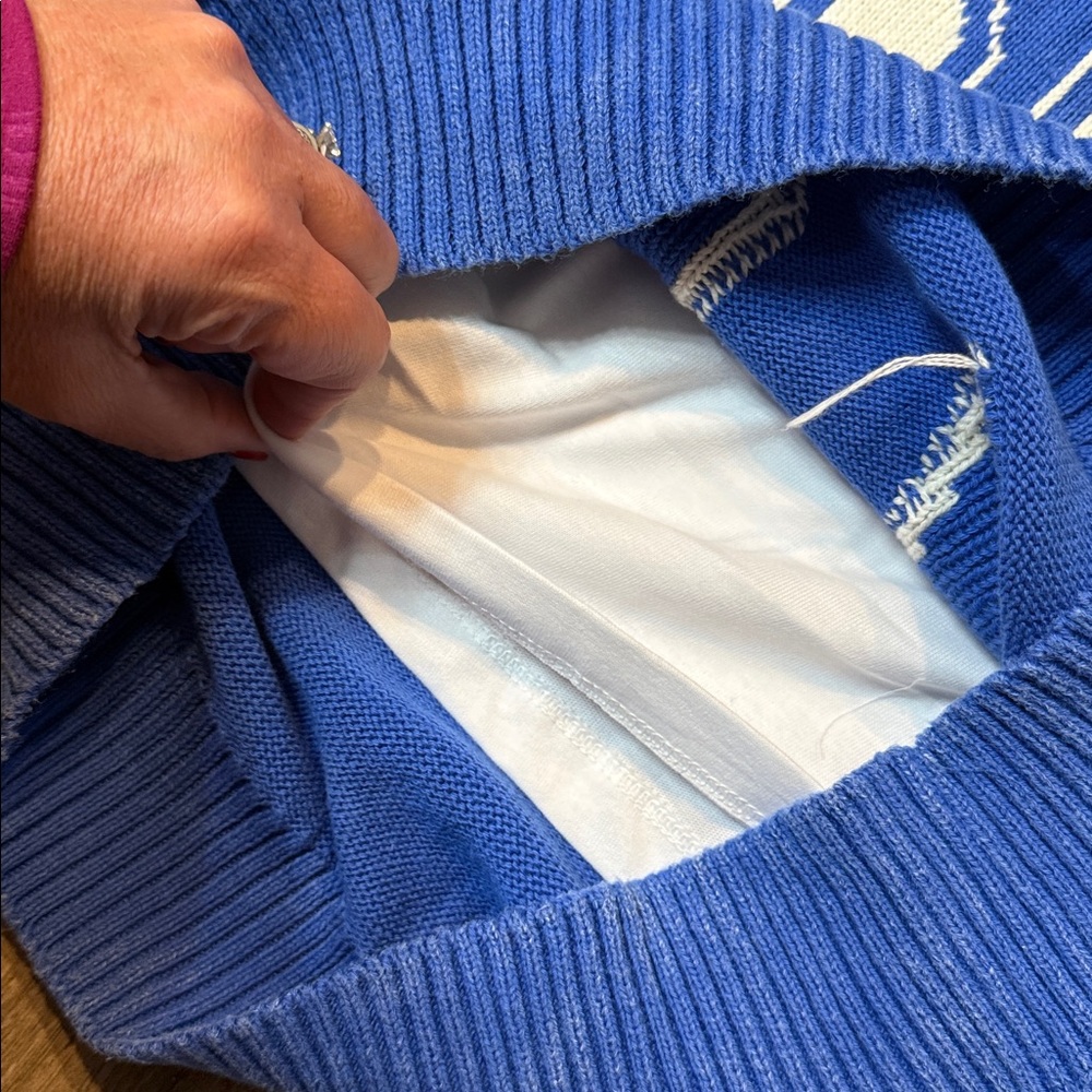 Pilcro Anthropologie Sporty Sleeveless Twofer Sweater Vest Blue Medium NWT - Picture 10 of 13